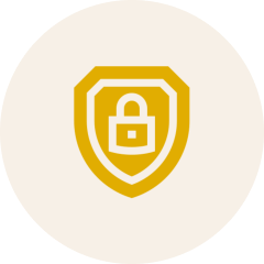 Lock symbol on yellow shield